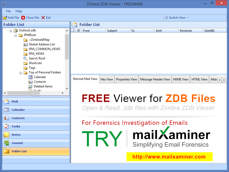 FREE Zimbra ZDB File Viewer