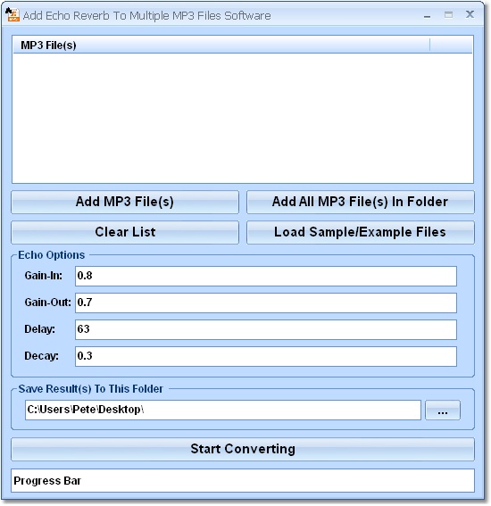Add Echo Reverb To Multiple MP3 Files Software