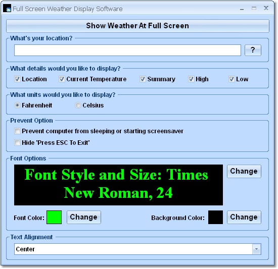Full Screen Weather Display Software