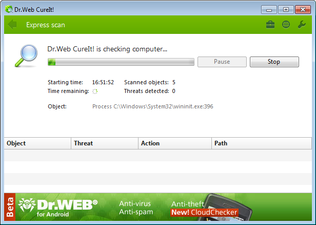 curing utility, anti-virus, scanner. Dr.Web CureIt