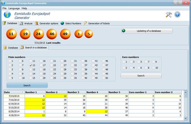 Esmistudio EuroJackpot Generator, EuroJackpot Generator, EuroJackpot Statistics, Eurojackpot results, Eurojackpot software