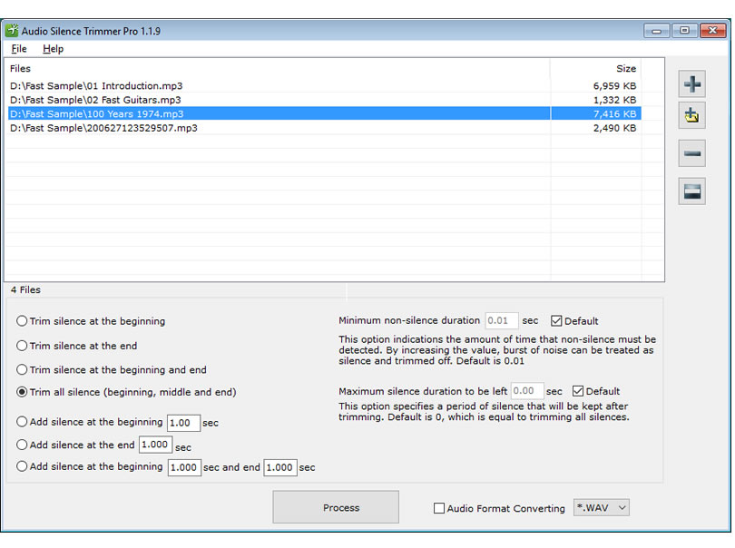 Remove silence, silence trimmer,trim silence