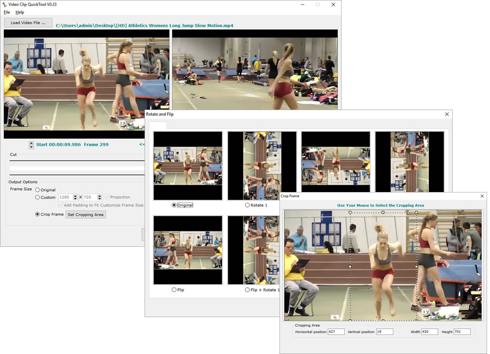 rotate video, flip video, crop video, cut video