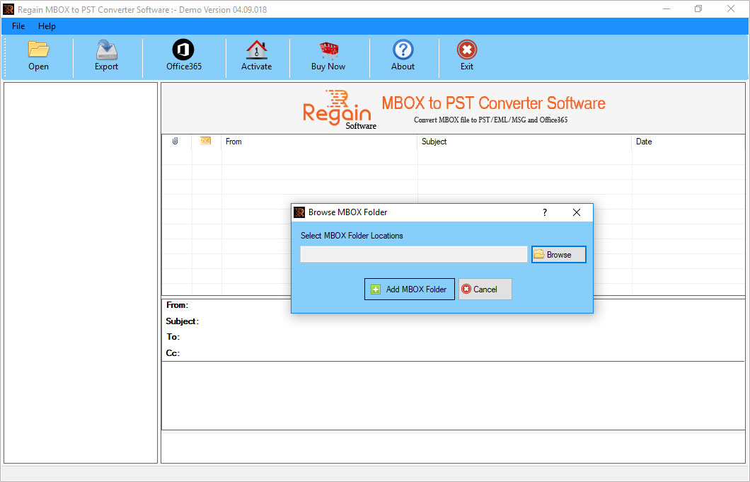 Regain MBOX to PST, MBOX to PST converter, export MBOX to Outlook, MBOX file Converter, convert MBOX file, how to convert MBOX file, import MBOX to PST