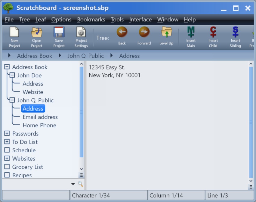 text,editor,tree,personal,productivity,organizer,address,book,utility,forms,clipboard