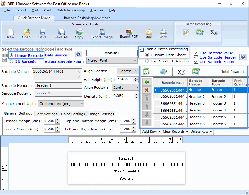 Barcode maker for post office and bank, post office and bank barcode generator, Postal barcode maker software, barcode designing tool for bank and post office, post and bank barcode creator software, speed post and Bank barcode creator software