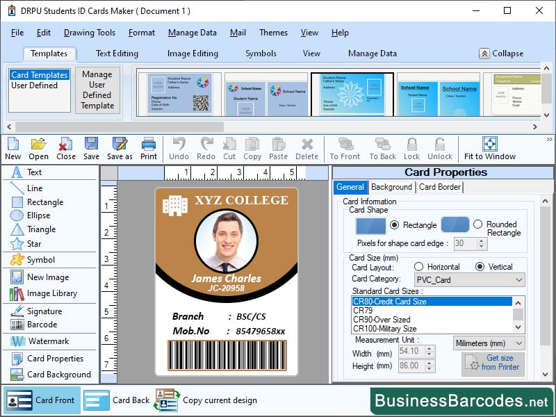 Student ID Card Maker Software, Print Multiple Student ID Cards, ID Cards Designer Software, Multiple Designed Student ID Cards, Customized Student ID cards App, ID Card Generator Software, Barcode Designing software,School ID Card Creator Software