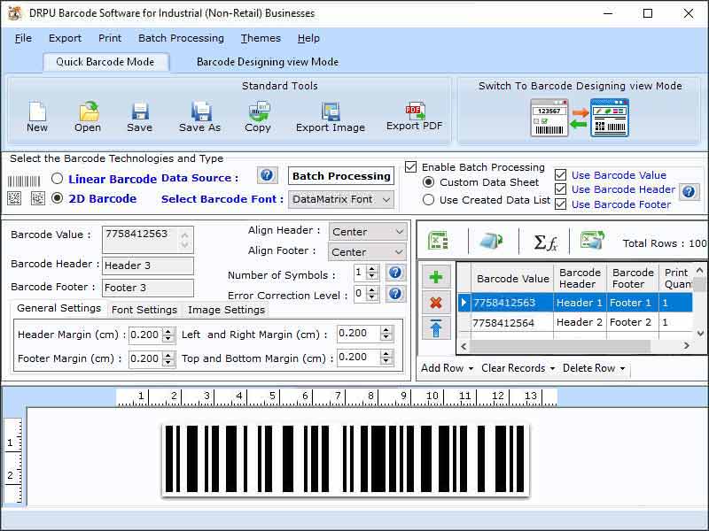 Business barcode labeling program, manufacturing barcode software, generate printable barcodes, 2D font barcode tool, warehousing barcode designing tool, barcode designing software, bulk barcode generator, designs manufacturing barcodes
