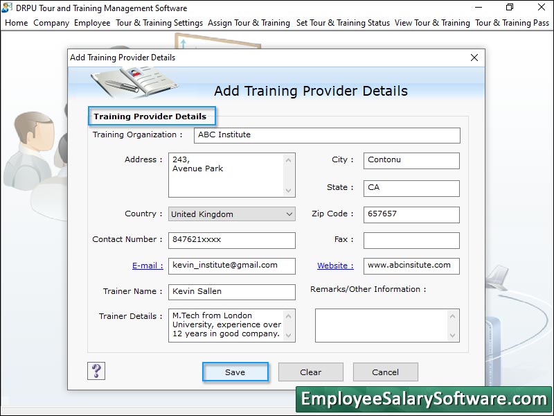 Tour and training management utility, HR business manager tool, manage employee shift schedules, maintain training operations, staff schedule business information, manage company records, maintain business information