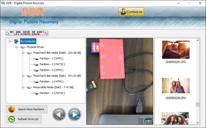 Image recoup tool, photos salvage application, recall lost photo gallery, revive digital stills from USB, restore snapshots from mmc card, recover digital photos, picture retrieving utility, picture rescue software, rescue deleted images