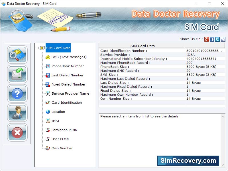 SIM card data recovery software, GSM SIM card data salvage tool, retrieve SIM details, SIM card data salvage program, restore mobile phone contact numbers, lost SMS recovery software, SIM data retrieval utility