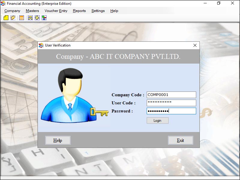 Financial accounting application, manage billing records, sales/purchase management utility, create DB accounting information, billing management tool, maintain sales/purchase information, salary manager application, maintain monetary records