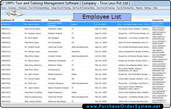 Staff training planner, manage company records, create tour passes, generate trip report, employee tour planner, company report generator, company report maker, tour management software, training manager utility