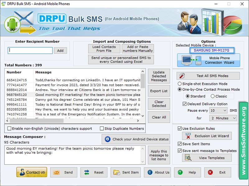 Transmit bulk messages, android mobile SMS sender tool, broadcast text messages, broadcast business notification, android SMS application, bulk text messaging utility, transmit bulk messages, bulk text sender program