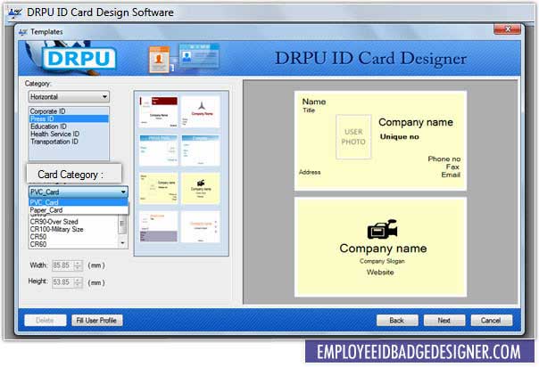 student ID card creator software, employee ID badge designer tool, staff member identity card maker utility, design colorful identity cards, Faculty ID card crafter program, create multiple color identity cards, photo ID card crafter software