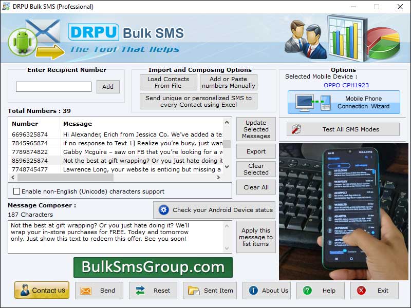 SMS, software, composes, bulk, messages, national, international, pocket, PC, mobile, phone, utility, create, transmit, business, news, promotion, job, alert, individual, group, contacts, send, desktop, computer, broadcast, global, worldwide, network