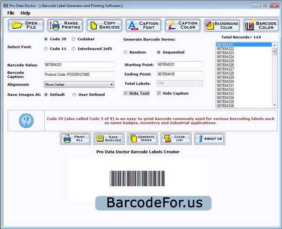 Barcode, image, generation, software, create, labels, sticker, asset, tags, ribbons, labeling, tool, generate, code39, code11, Codabar, formats, scanner, printer, graphics, designer, maker, program, change, text, font, page, settings