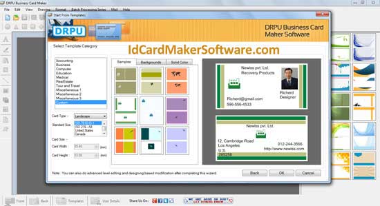 Commercial card maker application, generate attractive business card, design meeting cards, create colorful business card, generate corporate sector cards, make multiple cards, design stylish business cards, card generator software