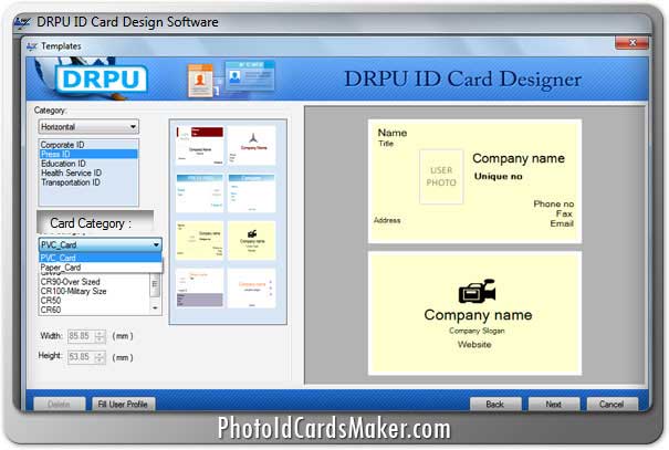 Photo ID card creator program, photo identity card generator application, visitor ID card maker program, student ID card generator application, design identity card utility, customized staff member ID card generator system