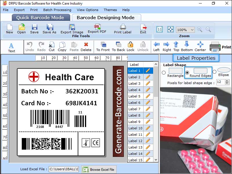 Barcode, label, make, application, design, customized, tags, logos, pharmaceutical, industry, healthcare, business, stickers, create, tool, utility, produce, colored, medical, product, images, shapes, sizes, rectangle, ellipse, multiple, bulk