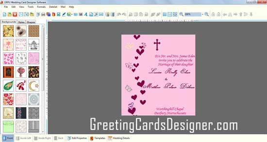 Marriage card generating software, marriage invitation cards maker utility, wedding invitation card designing program, design wedding invitation card tool, create wedding greeting cards, wedding card creator tool, make wedding cards