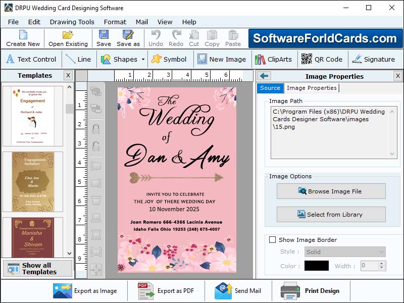 Software wedding card maker, wedding card designing program, make attractive marriage card, marriage invitation card designing tool, make printable wedding card, software wedding card designer, wedding card designer software