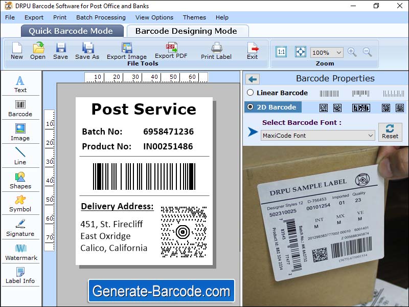 USPS, barcode, creator, software, produces, prints, asset, tags, linear, 2D, postal, banking, documents, labels, generator, application, download, Windows, PC, makes, stickers, badges, image, designing, objects, text, picture, pencil, line, ellipse