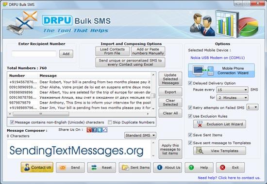 GSM based mobile messaging tool, bulk SMS program, text messaging software, broadcasts text messages international, mobile gateway SMS program, send business messages, SMS messaging program, Group text messaging tool
