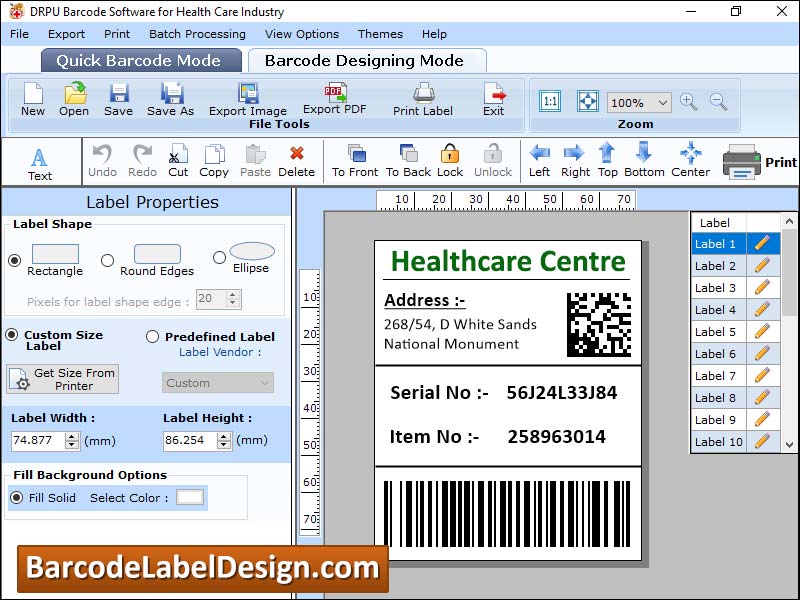 Advance barcode printing tool, healthcare barcode label design, standard barcode designer program, barcode label generator program, customized barcode fabrication software, design bulk barcode labels, linear barcode crafting utility 