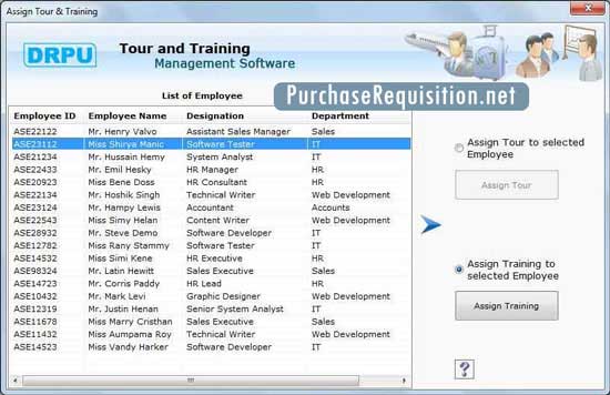 Tour management application, employee manage software, manage tour schedule, generate company and staff report, employee tour management tool, company training schedule manage, company and employee report