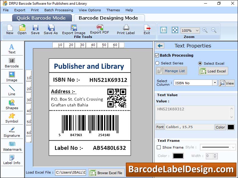 Barcode label creator software, barcode label designing tool, generate colorful barcode labels, barcode sticker designer utility, 2D barcode label designing utility, design publisher barcode labels, library cards maker program