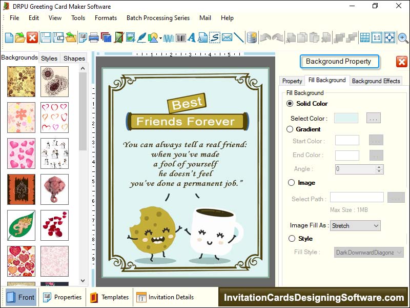 Cards, design, application, tool, make, colorful, printable, customized, greetings, color, setting, card, generate, designing, utility, software, create, stylish, eclipse, rounded, rectangular, image, size, background, settings, pen, pencil, star