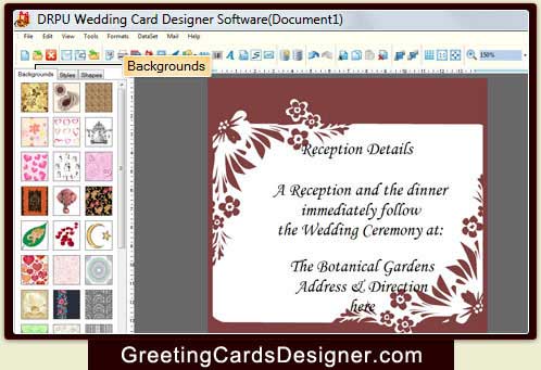 Wedding cards making software, marriage cards designing tool, creates marriage invitation cards, makes wedding greeting cards, marriage cards generator utility, wedding cards creating tool, generates greeting cards of marriage, wedding cards maker