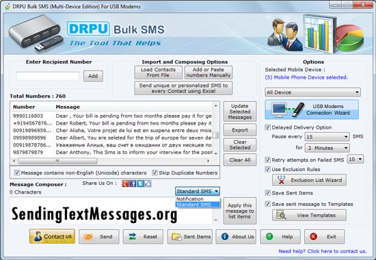 Bulk SMS sending application, deliver free text messages, online mass text messaging utility, download SMS sender program, pc to mobile message sending tool, group text messaging software, deliver online text SMS, broadcast mass text messages