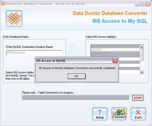MS Access, MySQL, database, converter, application, supports, windows, 98, 2000, XP, Vista, Software, converts, records, table, data types, attributes, tool, follow, conversion wizard, program, provides, help manual, describe, working detail