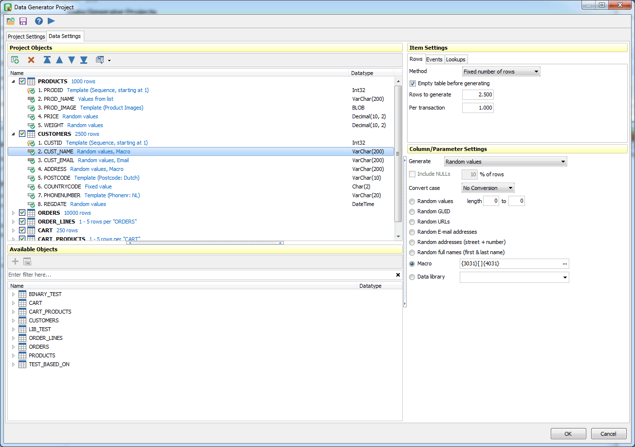 test data, test data generator, sample data, volume testing