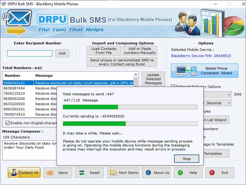 Bulk SMS Software for Blackberry Phones, Blackberry Phone SMS Messaging Software, Blackberry Group SMS Messaging Software, Blackberry Multiple SMS Messaging Tool, Bulk SMS Sending using Blackberry Phone, Windows SMS Tool using Blackberry Phone