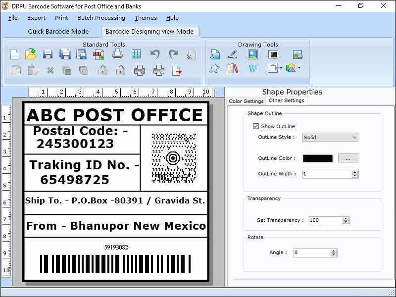 Postal Barcode Label Maker program, Bank Barcode Label Maker Software, Barcode Software for Postal Services, Barcode creator for post offices, Courier barcode maker application, Bank barcode tags maker program, Barcode Stickers creator software