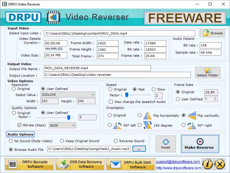 Video Reverser Software, Video Direction Change Tool , Video Visibility Adjustable Application, Video Reverser Windows Freeware Tool, Software For Video Clip Modification, Windows Application For Video Rotating, Creative Video Modification Software