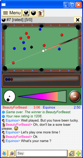 game, games, pool, billiards, snooker, chess, checkers, online game, online games, free game, chat, chat rooms, social, network, friends, online, free, multiplayer