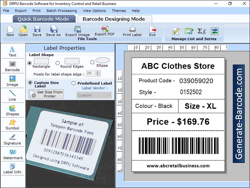 Printable barcode label tool, download barcode creator utility, Design 2d barcode, barcode designing software, Create multi shape stickers, generate colorful labels, print high quality barcodes, Barcode Software for Retail, barcode maker software