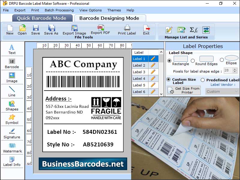 Sticker maker tool, tag generator application, software designs business labels, program makes attractive badges, badges producer software, Business barcode generator program, software creates business labels, application produces stickers