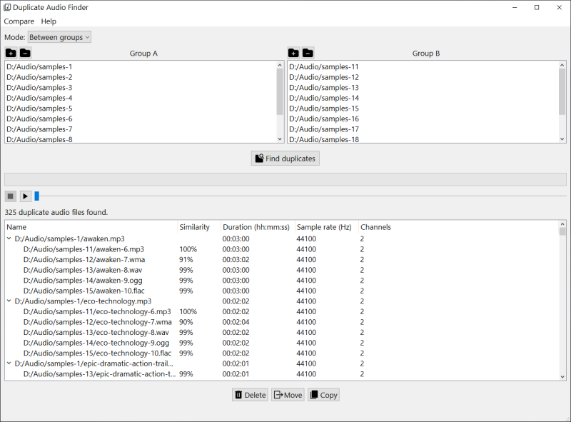 duplicate audio finder, find duplicate audio files, remove duplicate audio files, delete duplicate mp3, find similar audio files, match different audio files, Compare audio files, delete duplicate audio files