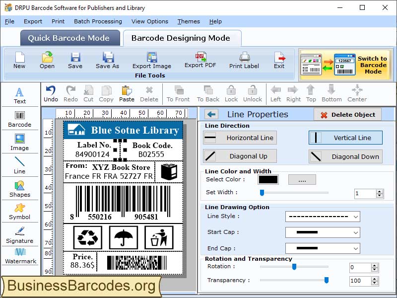 Book, barcode, creator, program, generate, tag, sticker, hologram, publisher, library, generator, utility, design, object, rectangle, circle, font, linear, height, header, footer, margin, width, produce, color, resolution, roll, file, format, bitmap