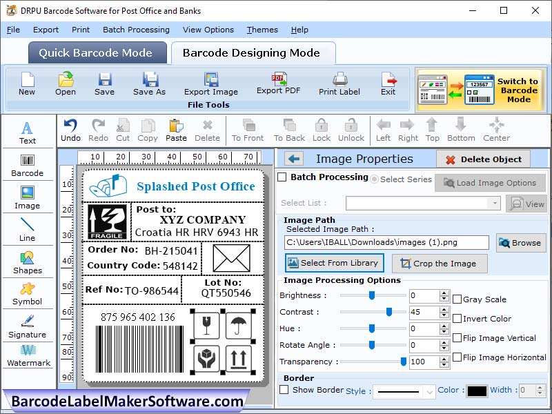 Barcode, label, maker, software, designs, 2d, linear, assets, coupons, labeling, postal, cards, banking, documents, cheques, download, tool, print, multiple, stickers, scan, readable, ribbons, Windows, interface, generate, tags, objects, image