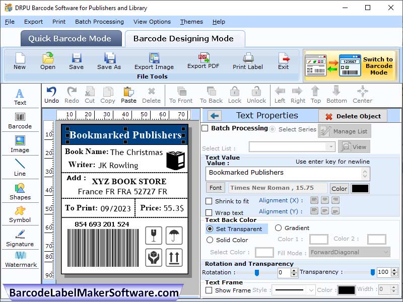 Barcode labeling program, create stylish books barcode, generate printable barcode label, barcode label application, design colorful books barcode, advance barcode printing software, best barcode maker utility, label creator program