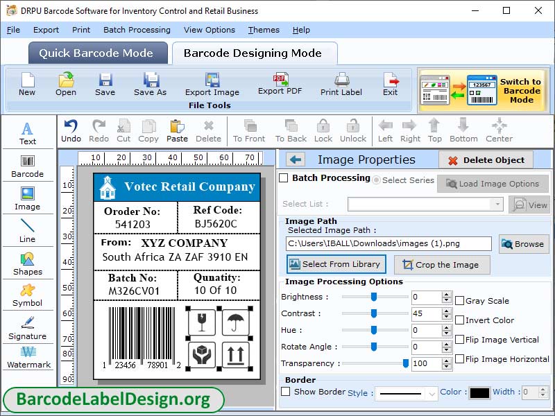 Inventory, barcode, maker, software, generates, badges, stickers, tag, roll, coupon, stock, record, product, information, designer, tool, makes, label, object, color, size, shape, font, 2D, linear, printer, option
