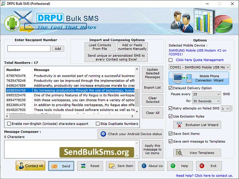 GSM mobile bulk SMS tool, text messaging utility, bulk SMS tool, share messages, mobile messaging tool, bulk SMS program, send transmit messages, mobile SMS software, share personal messages, business message marketing tool