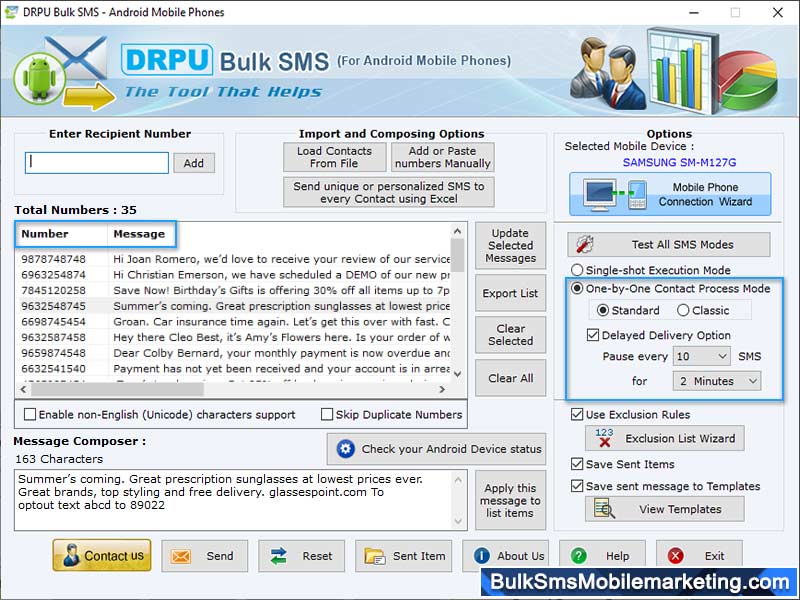 Mobile SMS sending utility, mobile messaging tool, group SMS broadcasting software, download mass text SMS sending tool, sends Unicode text SMS, mobile SMS marketing application, mobile text SMS tool, broadcast instant text SMS