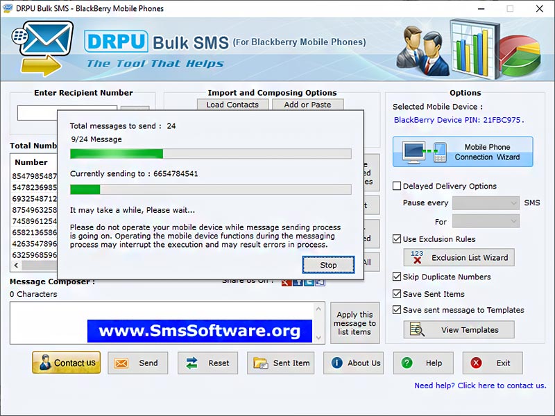 Download, free, blackberry, text, messaging, software, delivers, unlimited, short, messages, multiple, mobile, numbers, Windows, computer, internet, connection, sms, gateway, tool, save, send, notification, template, folder, support, Unicode